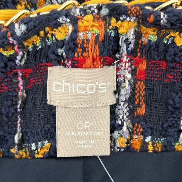 Chico’s Tweed Playful Plaid Mid Length Open Front Blazer Jacket NWT (4P) - Picture 13 of 16